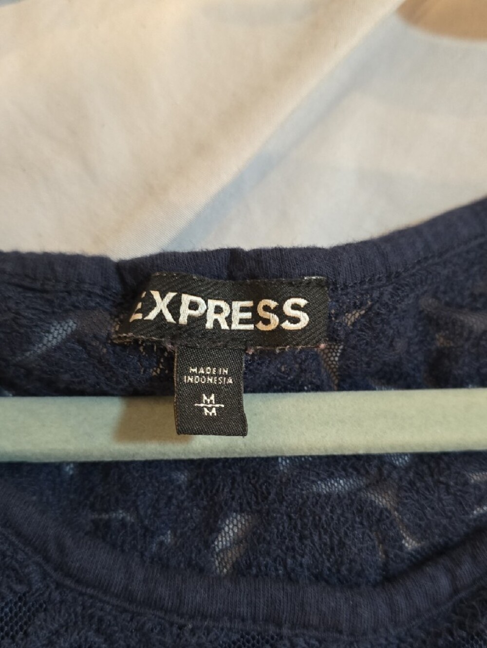 Express Navy Lace Crochet Tank Top - Picture 2 of 4